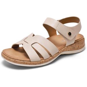 image:imageLittleplum Women Flat Sandals Orthopedic Arch Support Adjustable Strap Comfortable Summer Walking Sandals for Beach Travel Casual DressyCasual Apricot