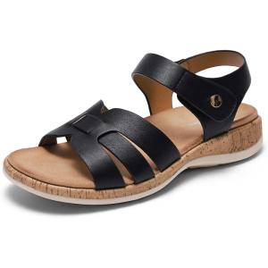 image:imageLittleplum Women Flat Sandals Orthopedic Arch Support Adjustable Strap Comfortable Summer Walking Sandals for Beach Travel Casual DressyCasual Black