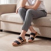 image:imageLittleplum Women Slides Sandals Arch Support Open Toe Slip on Sandals Soft Cushion Slippers Comfy Casual Summer Shoes for WalkingBeachTravelRetro Black