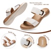 image:imageLittleplum Women Slides Sandals Arch Support Open Toe Slip on Sandals Soft Cushion Slippers Comfy Casual Summer Shoes for WalkingBeachTravelRetron White