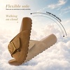 image:imageLittleplum Womens Slides Sandals with Arch Support  Soft Cushion Platform Wedge Sandals with Adjustable Buckle for IndoorOutdoor Lightweight Walking Beach Resort SlippersCamel