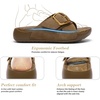 image:imageLittleplum Womens Slides Sandals with Arch Support  Soft Cushion Platform Wedge Sandals with Adjustable Buckle for IndoorOutdoor Lightweight Walking Beach Resort SlippersKhaki