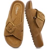 image:imageLittleplum Womens Slides Sandals with Arch Support  Soft Cushion Platform Wedge Sandals with Adjustable Buckle for IndoorOutdoor Lightweight Walking Beach Resort SlippersCamel