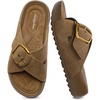 image:imageLittleplum Womens Slides Sandals with Arch Support  Soft Cushion Platform Wedge Sandals with Adjustable Buckle for IndoorOutdoor Lightweight Walking Beach Resort SlippersKhaki