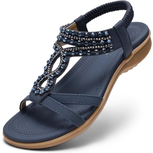 image:imageLittleplum Womens Sandals Comfort Arch Support Sandals Summer Walking Shoes Casual Ankle Elastic Flip Flops ShoesRetro Royalblue