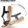 image:imageLittleplum Women Flats Sandals Arch Support OpenToe Casual Summer Low Wedge Shoes for Daily Beach Walking Dressy Comfy Summer Sandals1817Black