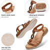image:imageLittleplum Women Flats Sandals Arch Support OpenToe Casual Summer Low Wedge Shoes for Daily Beach Walking Dressy Comfy Summer Sandals1817Brown