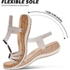 image:imageLittleplum Women Flats Sandals Arch Support OpenToe Casual Summer Low Wedge Shoes for Daily Beach Walking Dressy Comfy Summer Sandals1817Silver