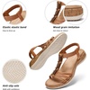 image:imageLittleplum Women Flats Sandals Arch Support OpenToe Casual Summer Low Wedge Shoes for Daily Beach Walking Dressy Comfy Summer Sandals1818Brown