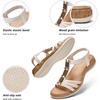 image:imageLittleplum Women Flats Sandals Arch Support OpenToe Casual Summer Low Wedge Shoes for Daily Beach Walking Dressy Comfy Summer Sandals1818Cream White