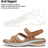 image:imageLittleplum Orthopedic Sandals for Women Arch Support  Comfortable Flat Sandals Dressy Orthotic Summer Shoes for Walking Work Beach with Adjustable StrapBrown