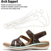 image:imageLittleplum Orthopedic Sandals for Women Arch Support  Comfortable Flat Sandals Dressy Orthotic Summer Shoes for Walking Work Beach with Adjustable StrapDark Brown