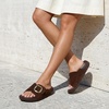 image:imageLittleplum Womens Slides Sandals with Arch Support  Soft Cushion Platform Wedge Sandals with Adjustable Buckle for IndoorOutdoor Lightweight Walking Beach Resort SlippersB Dark Brown