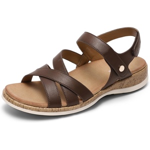 image:imageLittleplum Orthopedic Sandals for Women Arch Support  Comfortable Flat Sandals Dressy Orthotic Summer Shoes for Walking Work Beach with Adjustable StrapDark Brown