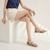 image:imageLittleplum Womens Orthopedic Arch Support Sandals Comfortable Thong Flip Flops Adjustable Ankle Strap Open Toe Walking Flat SandalsClassic Apricot