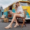 image:imageLittleplum Womens Orthopedic Arch Support Sandals Comfortable Thong Flip Flops Adjustable Ankle Strap Open Toe Walking Flat SandalsClassic Apricot