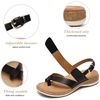 image:imageLittleplum Womens Orthopedic Arch Support Sandals Comfortable Thong Flip Flops Adjustable Ankle Strap Open Toe Walking Flat SandalsClassic Black