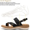 image:imageLittleplum Womens Orthopedic Arch Support Sandals Comfortable Thong Flip Flops Adjustable Ankle Strap Open Toe Walking Flat SandalsClassic Black