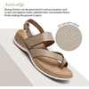 image:imageLittleplum Womens Orthopedic Arch Support Sandals Comfortable Thong Flip Flops Adjustable Ankle Strap Open Toe Walking Flat SandalsClassic Khaki