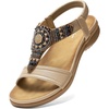 image:imageLittleplum Womens Arch Support Sandals Comfortable Orthopedic Walking Sandals Bohemian Summer Beach Flip FlopsClassic Apricot