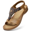 image:imageLittleplum Womens Arch Support Sandals Comfortable Orthopedic Walking Sandals Bohemian Summer Beach Flip FlopsClassic Brown