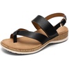 image:imageLittleplum Womens Orthopedic Arch Support Sandals Comfortable Thong Flip Flops Adjustable Ankle Strap Open Toe Walking Flat SandalsClassic Black