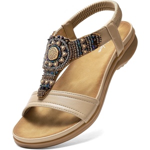 image:imageLittleplum Womens Arch Support Sandals Comfortable Orthopedic Walking Sandals Bohemian Summer Beach Flip FlopsClassic Apricot