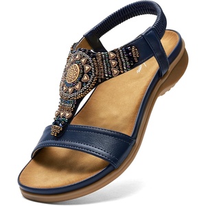 image:imageLittleplum Womens Arch Support Sandals Comfortable Orthopedic Walking Sandals Bohemian Summer Beach Flip FlopsClassic Dark Blue