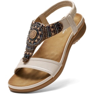 image:imageLittleplum Womens Arch Support Sandals Comfortable Orthopedic Walking Sandals Bohemian Summer Beach Flip FlopsClassic White