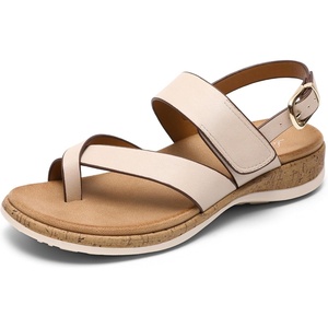 image:imageLittleplum Womens Orthopedic Arch Support Sandals Comfortable Thong Flip Flops Adjustable Ankle Strap Open Toe Walking Flat SandalsClassic Apricot