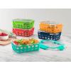imageEllo Duraglass 34 Cup Meal Prep Sets 10Pc 5 Pack Set Glass Food Storage Container with Silicone Boot and Airtight BPAFree Plastic Lids Dishwasher Microwave and Freezer Safe Garden GoalsFruit Salad