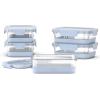 imageEllo Duraglass 34 Cup Meal Prep Sets 10Pc 5 Pack Set Glass Food Storage Container with Silicone Boot and Airtight BPAFree Plastic Lids Dishwasher Microwave and Freezer Safe Garden GoalsHalogen Blue with Boot