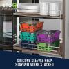 imageEllo Duraglass 34 Cup Meal Prep Sets 10Pc 5 Pack Set Glass Food Storage Container with Silicone Boot and Airtight BPAFree Plastic Lids Dishwasher Microwave and Freezer Safe Garden GoalsFruit Salad