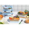 imageEllo Duraglass 34 Cup Meal Prep Sets 10Pc 5 Pack Set Glass Food Storage Container with Silicone Boot and Airtight BPAFree Plastic Lids Dishwasher Microwave and Freezer Safe Garden GoalsHalogen Blue with Boot