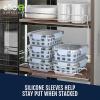 imageEllo Duraglass 34 Cup Meal Prep Sets 10Pc 5 Pack Set Glass Food Storage Container with Silicone Boot and Airtight BPAFree Plastic Lids Dishwasher Microwave and Freezer Safe Garden GoalsHalogen Blue with Sleeve