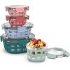 imageEllo Duraglass Mixed Meal Prep Sets LeakProof Glass Food Storage Containers with Silicone Sleeves and Airtight BPAFree Lids Dishwasher Microwave and Freezer Safe5 Mixed Sets