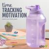 imageEllo Hydra 64oz Half Gallon Water Jug with Handle and Motivational Time Markers for All Day Hydration Plastic Reusable Water Bottle with Straw and Locking Leak Proof Lid BPA FreeLilac