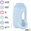imageEllo Hydra 64oz Half Gallon Water Jug with Handle and Motivational Time Markers for All Day Hydration Plastic Reusable Water Bottle with Straw and Locking Leak Proof Lid BPA FreeHalogen Blue