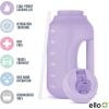 imageEllo Hydra 64oz Half Gallon Water Jug with Handle and Motivational Time Markers for All Day Hydration Plastic Reusable Water Bottle with Straw and Locking Leak Proof Lid BPA FreeLilac