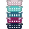 imageEllo Duraglass 34 Cup Meal Prep Sets 10Pc 5 Pack Set Glass Food Storage Container with Silicone Boot and Airtight BPAFree Plastic Lids Dishwasher Microwave and Freezer Safe Garden GoalsEvening Orchard