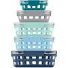 imageEllo Duraglass Mixed Meal Prep Sets LeakProof Glass Food Storage Containers with Silicone Sleeves and Airtight BPAFree Lids Dishwasher Microwave and Freezer SafeBlue La La Mixed Set