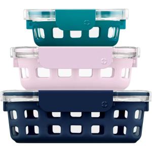 imageEllo Duraglass Mixed Meal Prep Sets LeakProof Glass Food Storage Containers with Silicone Sleeves and Airtight BPAFree Lids Dishwasher Microwave and Freezer SafeSpring Mixed Set