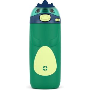imageEllo Ellies 12oz Vacuum Insulated Stainless Steel Kids Water Bottle with Straw and Builtin Carrying Handle and LeakProof Locking Lid for School Backpack Lunchbox and Outdoor SportsDino
