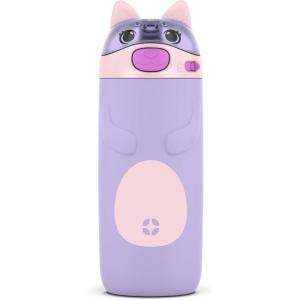 imageEllo Ellies 12oz Vacuum Insulated Stainless Steel Kids Water Bottle with Straw and Builtin Carrying Handle and LeakProof Locking Lid for School Backpack Lunchbox and Outdoor SportsCat