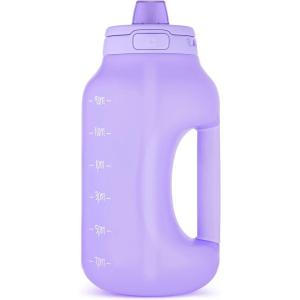 imageEllo Hydra 64oz Half Gallon Water Jug with Handle and Motivational Time Markers for All Day Hydration Plastic Reusable Water Bottle with Straw and Locking Leak Proof Lid BPA FreeLilac