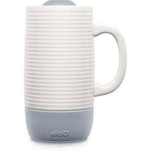 imageEllo Jane 18oz Ceramic Travel Mug with Handle SplashResistant Slider Lid and Builtin Coaster Perfect for Coffee and Tea BPA Free Dishwasher Safe Gift for Holiday Him Her Mothers DayGray