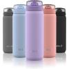 imageEllo Cooper 22oz Stainless Steel Water Bottle with Straw and Carry Handle Double Walled and Vacuum Insulated Metal Leak Proof Locking Lid with Soft Silicone Spout Reusable BPA Free BlackLilac