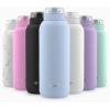 imageEllo Cooper 22oz Stainless Steel Water Bottle with Straw and Carry Handle Double Walled and Vacuum Insulated Metal Leak Proof Locking Lid with Soft Silicone Spout Reusable BPA Free BlackHalogen Blue
