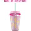 imageEllo Kids Plastic Reusable Color Changing Cups with Twist on SplashProof Lids and Straw BPA Free Dishwasher Safe 12oz Rainforest 4 Pack4 Pack Fruit Pop