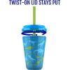 imageEllo Kids Plastic Reusable Color Changing Cups with Twist on SplashProof Lids and Straw BPA Free Dishwasher Safe 12oz Rainforest 4 Pack4 Pack Rainforest